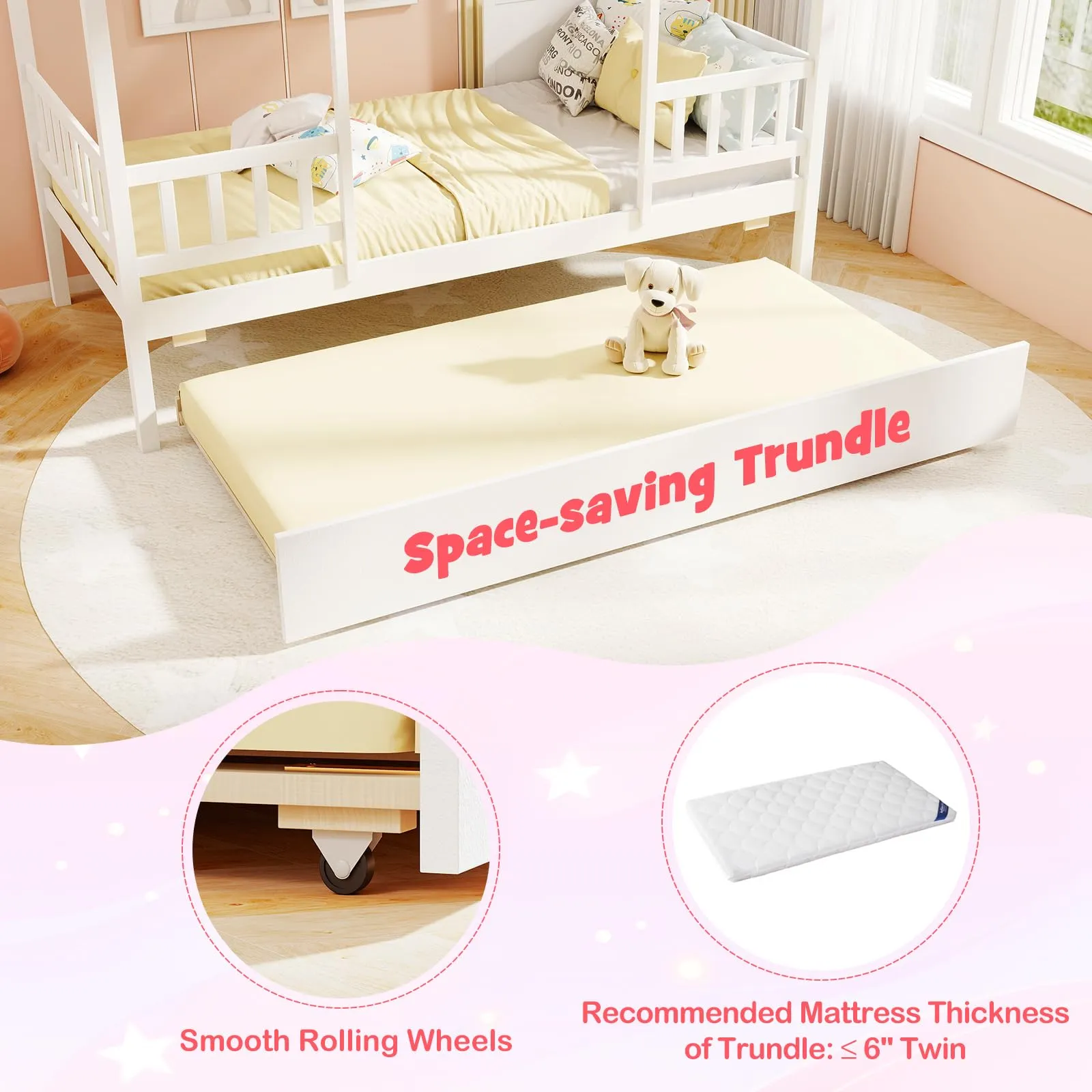 Giantex Twin House Bed with Trundle Bed Twin