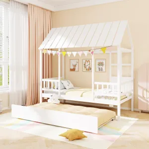 Giantex Twin House Bed with Trundle Bed Twin bed frame, queen bed
