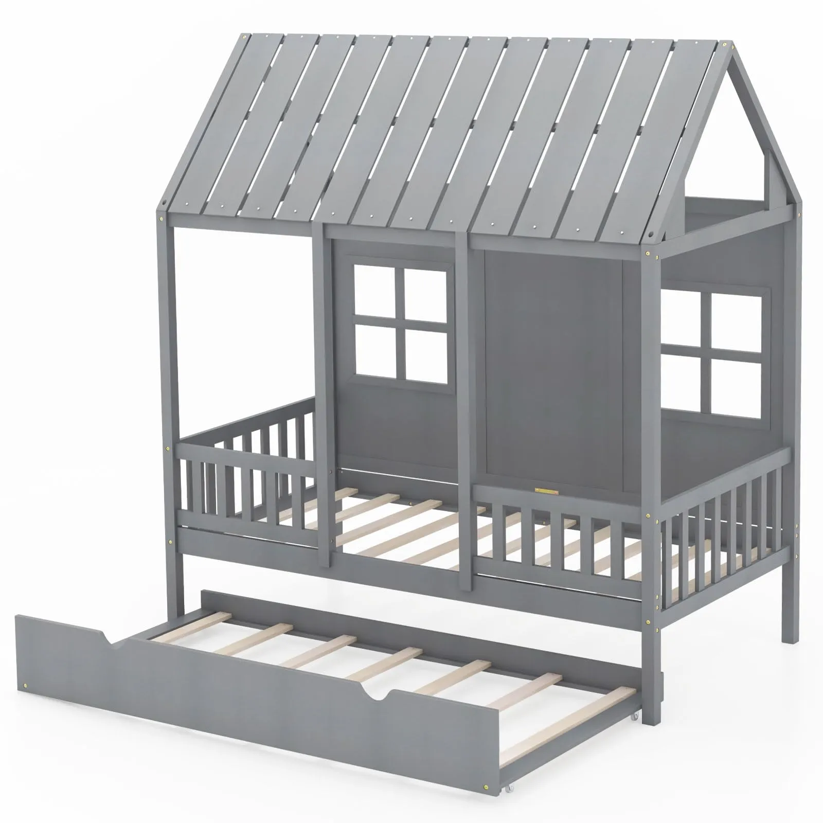 Giantex Twin House Bed with Trundle bed frame, queen bed