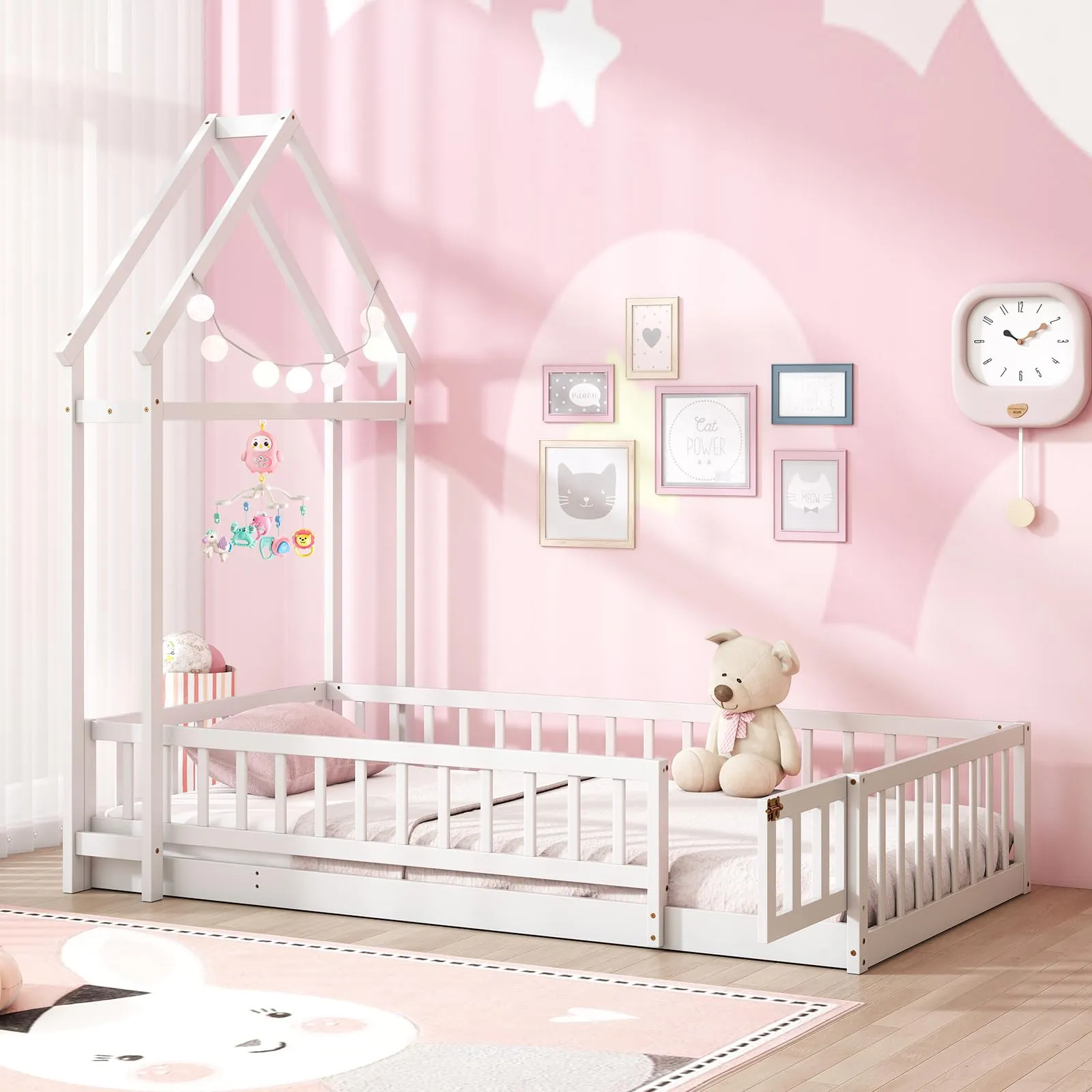 Giantex Twin House Floor Bed for Kids