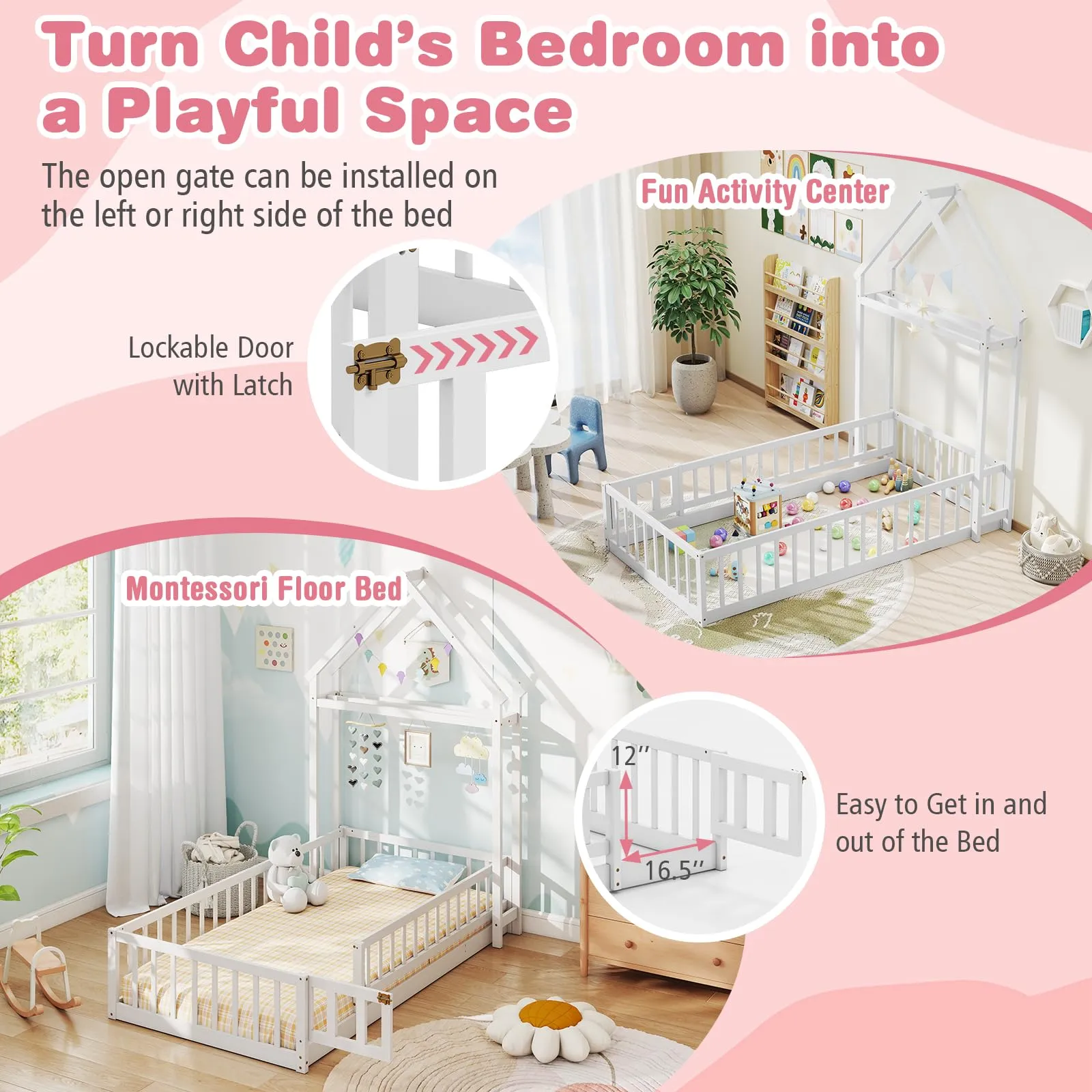 Giantex Twin House Floor Bed for Kids