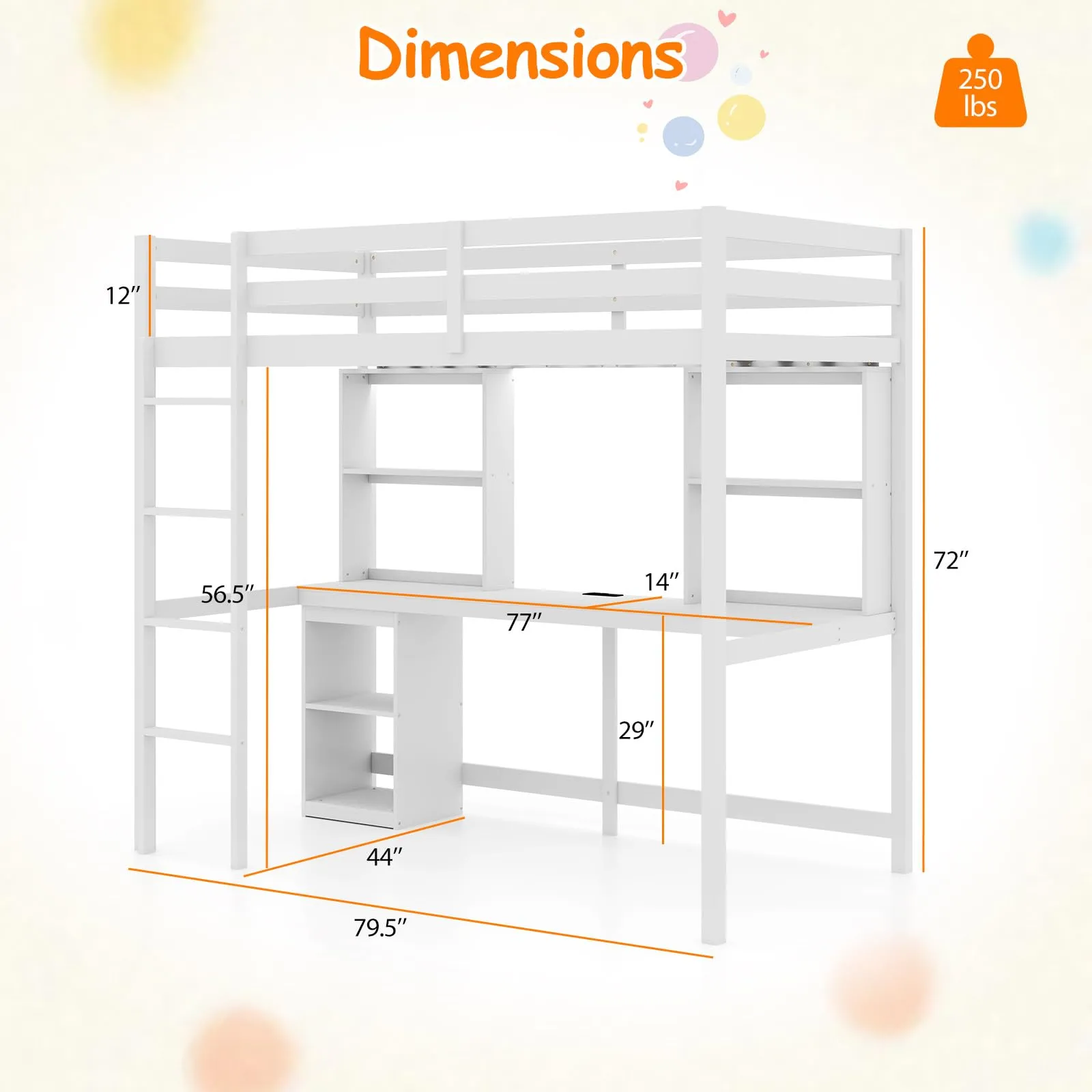 Giantex Twin Loft Bed with Desk and Hutch for Dorm Apartment