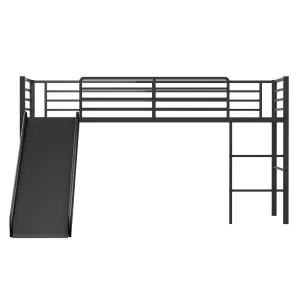 Giantex Twin Loft Bed with Slide, Metal Low Bunk Bed bed frame, queen bed