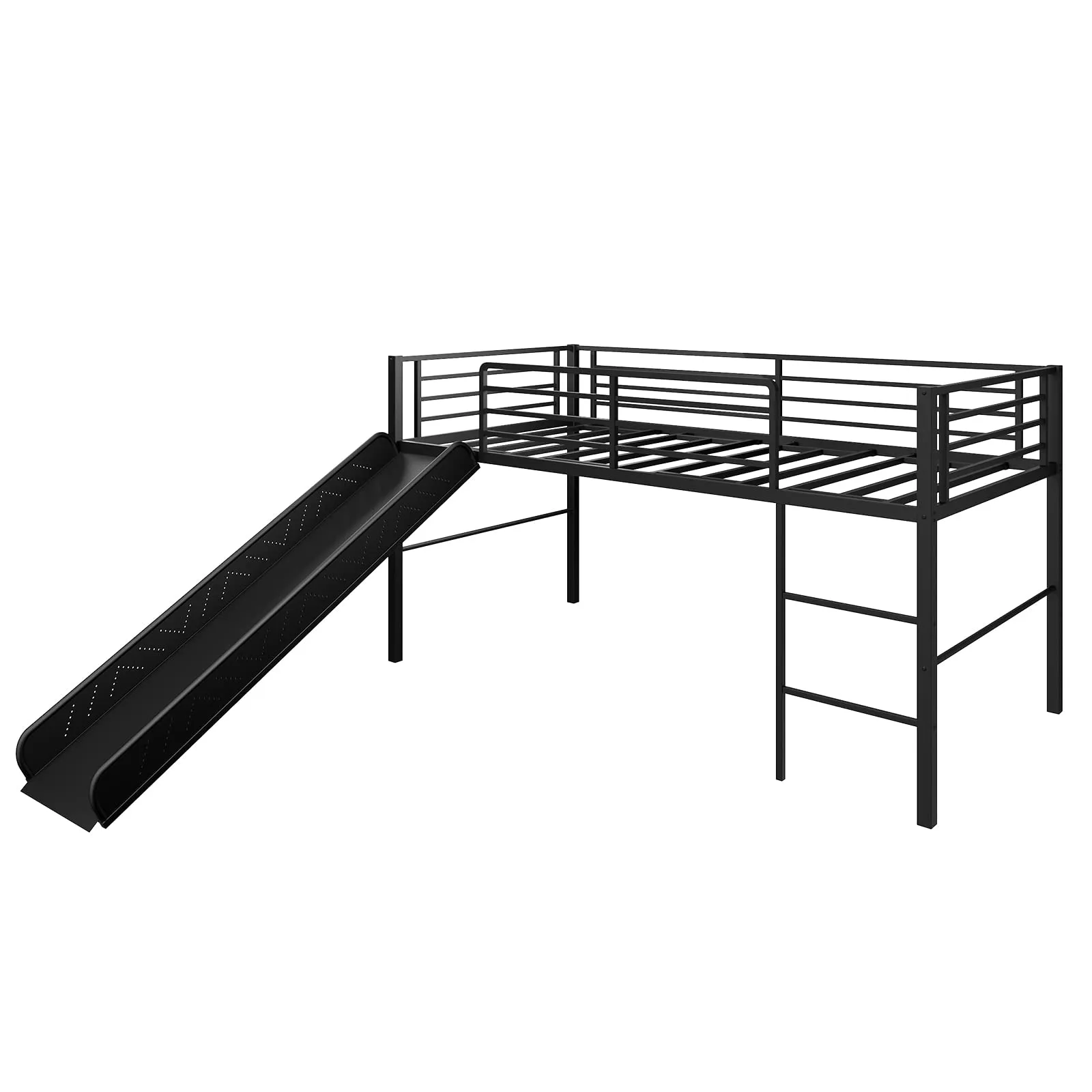 Giantex Twin Loft Bed with Slide, Metal Low Bunk Bed