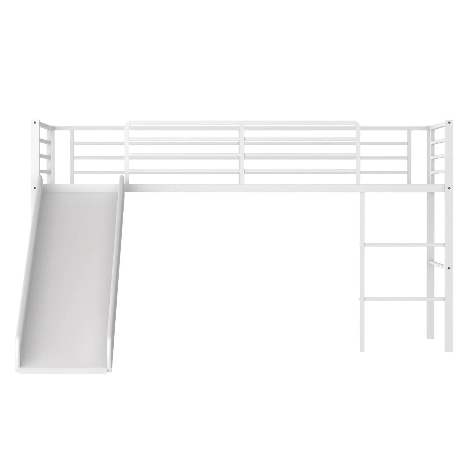 Giantex Twin Loft Bed with Slide, Metal Low Bunk Bed