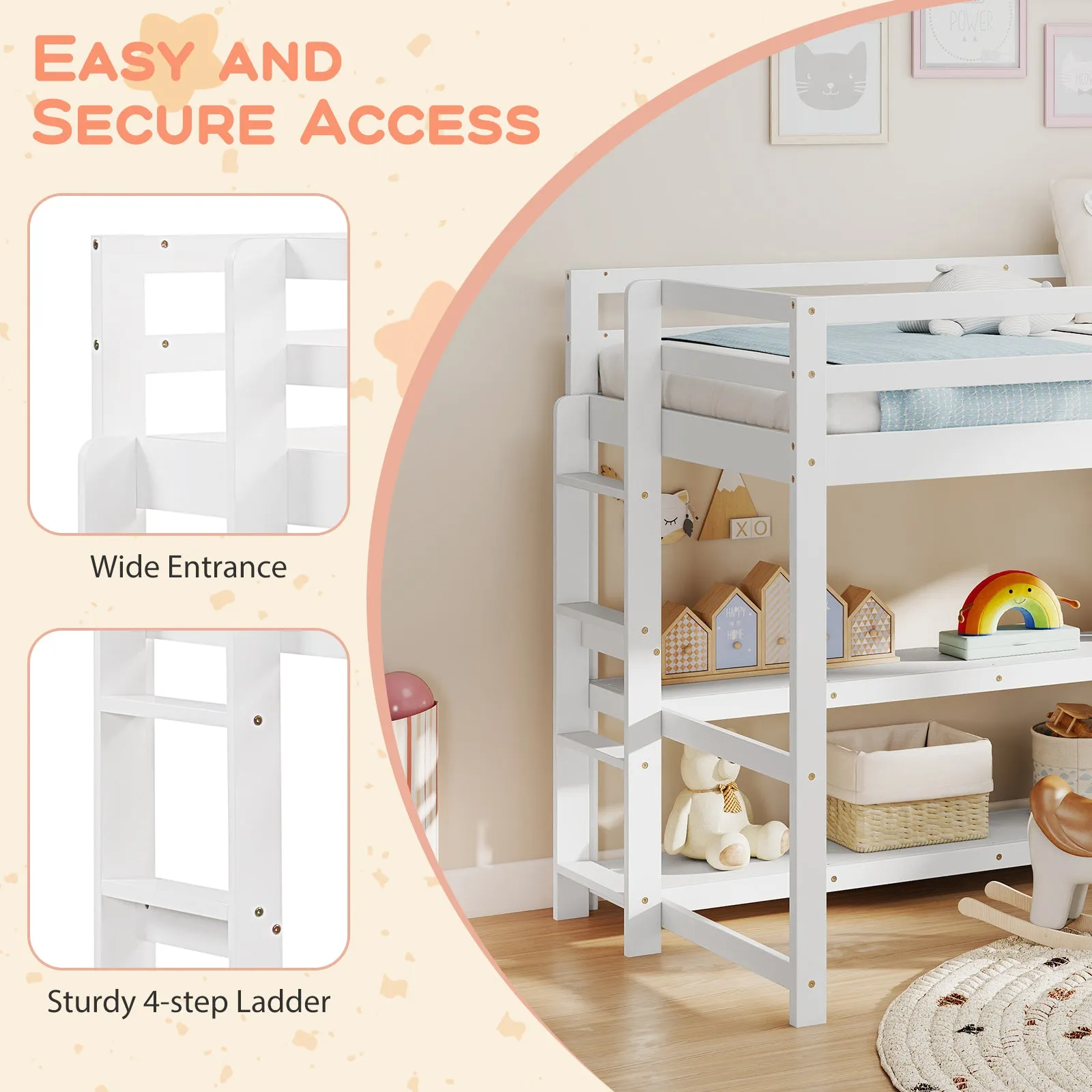 Giantex Twin Low Loft Bed with Storage Shelves