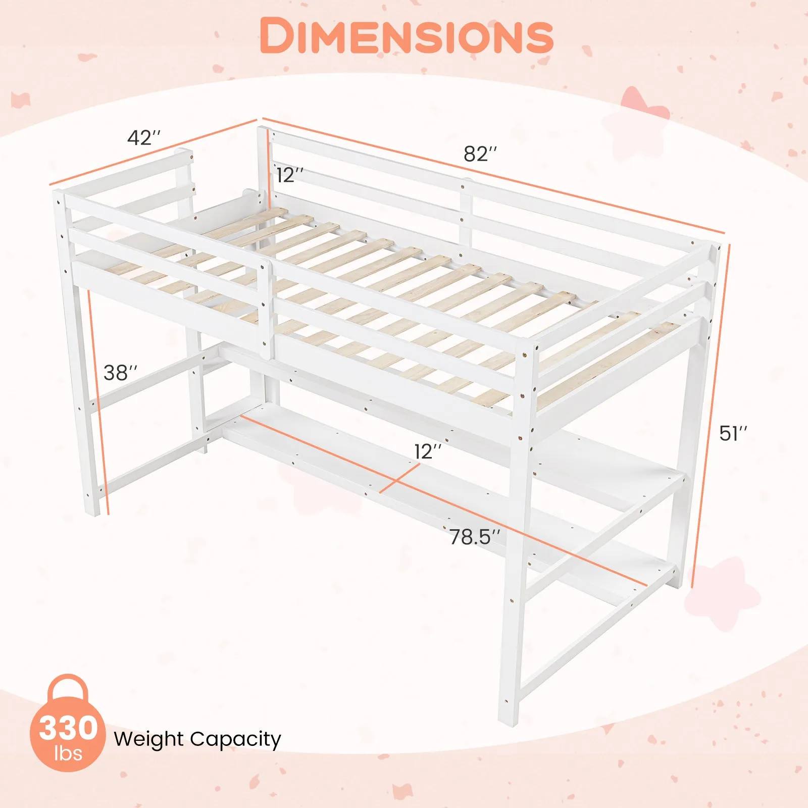 Giantex Twin Low Loft Bed with Storage Shelves
