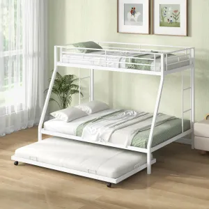 Giantex Twin Over Full Bunk Bed with Trundle, Heavy-Duty Metal Triple Bunk Beds bed frame, queen bed