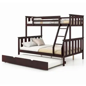 Giantex Twin Over Full Bunk Bed with Trundle, Reversible Ladder & Safety Guardrails bed frame, queen bed