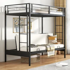Giantex Twin Over Futon Bunk Bed, Metal Bunk Bed with Futon bed frame, queen bed