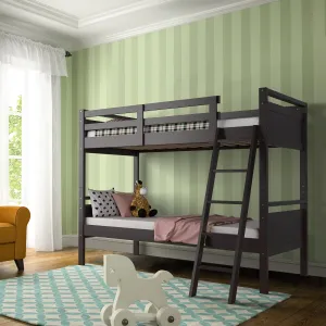 Giantex Twin Over Twin Bunk Bed, Solid Wood Twin Bunk Bed Convertible Into Two Individual Beds bed frame, queen bed