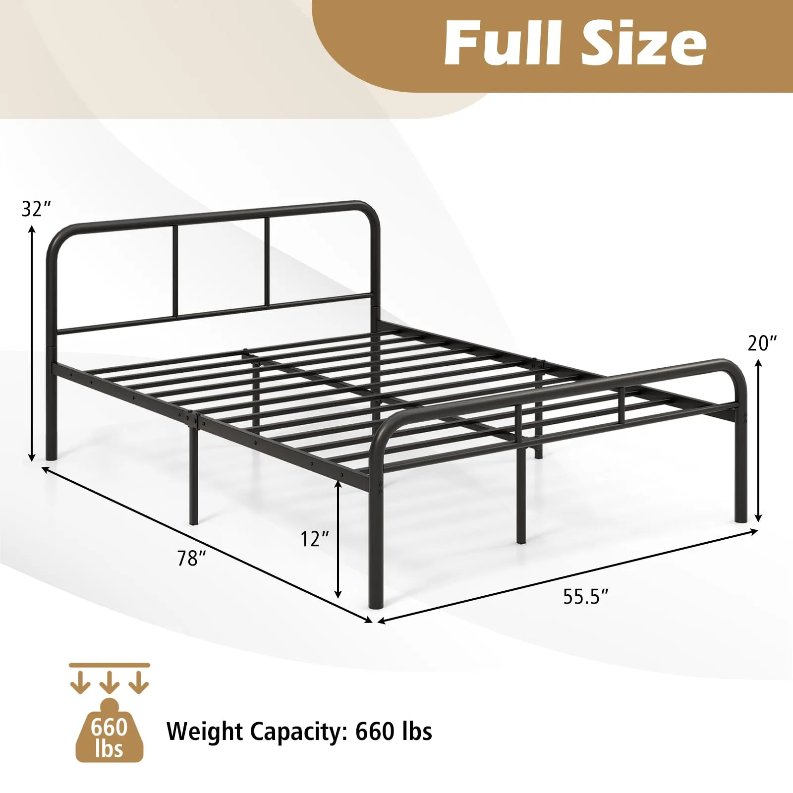Giantex Twin Size Bed Frame, Modern Metal Platform Bed with Headboard and Footboard, Heavy Duty Steel Slat Support Mattress Foundation