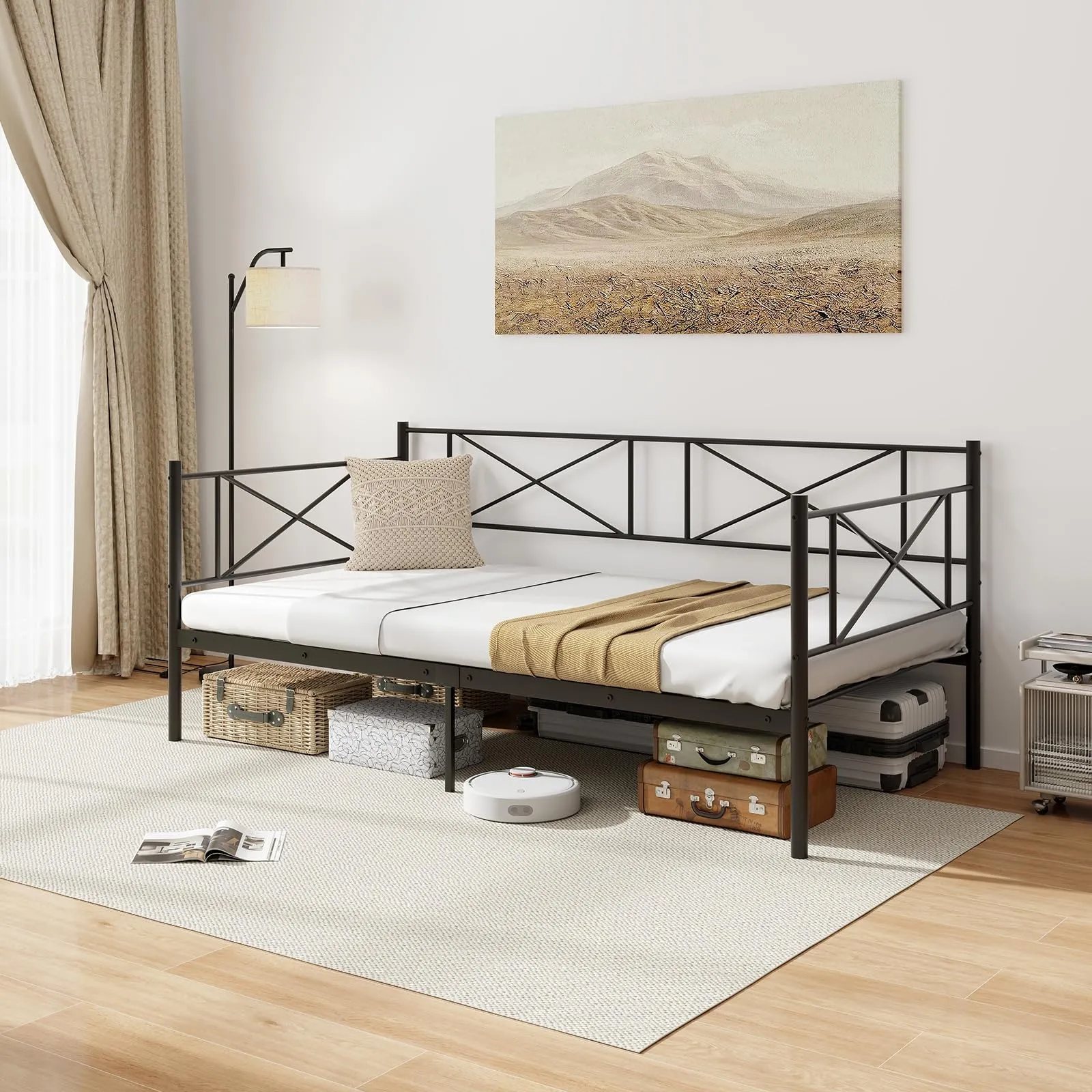 Giantex Twin Size Daybed Frame, Metal Sofa Bed w/Heavy Duty Steel Slats Support