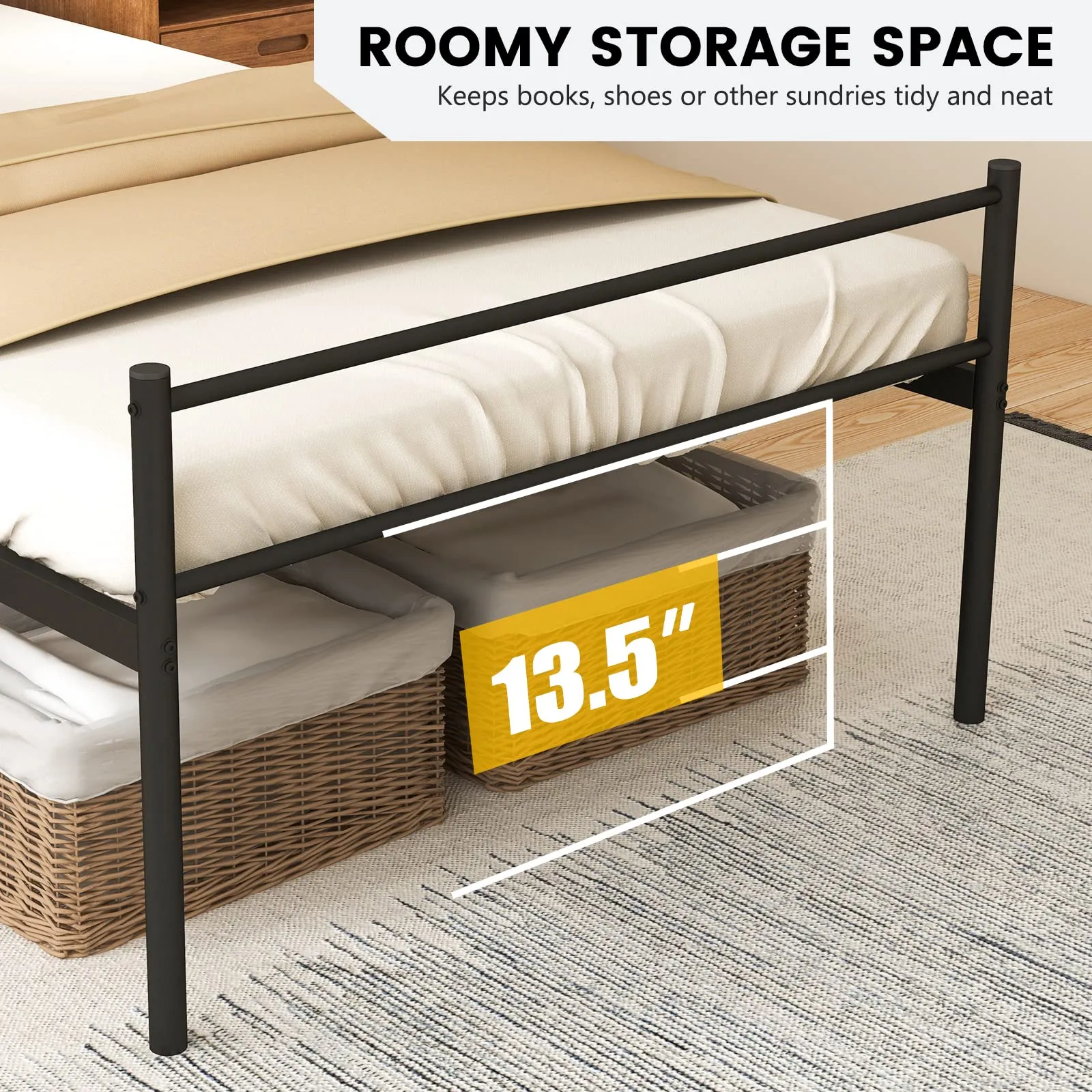 Giantex Twin Size Metal Bed Frame with Headboard & Footboard, 13.5 Inch Platform Bed Frame