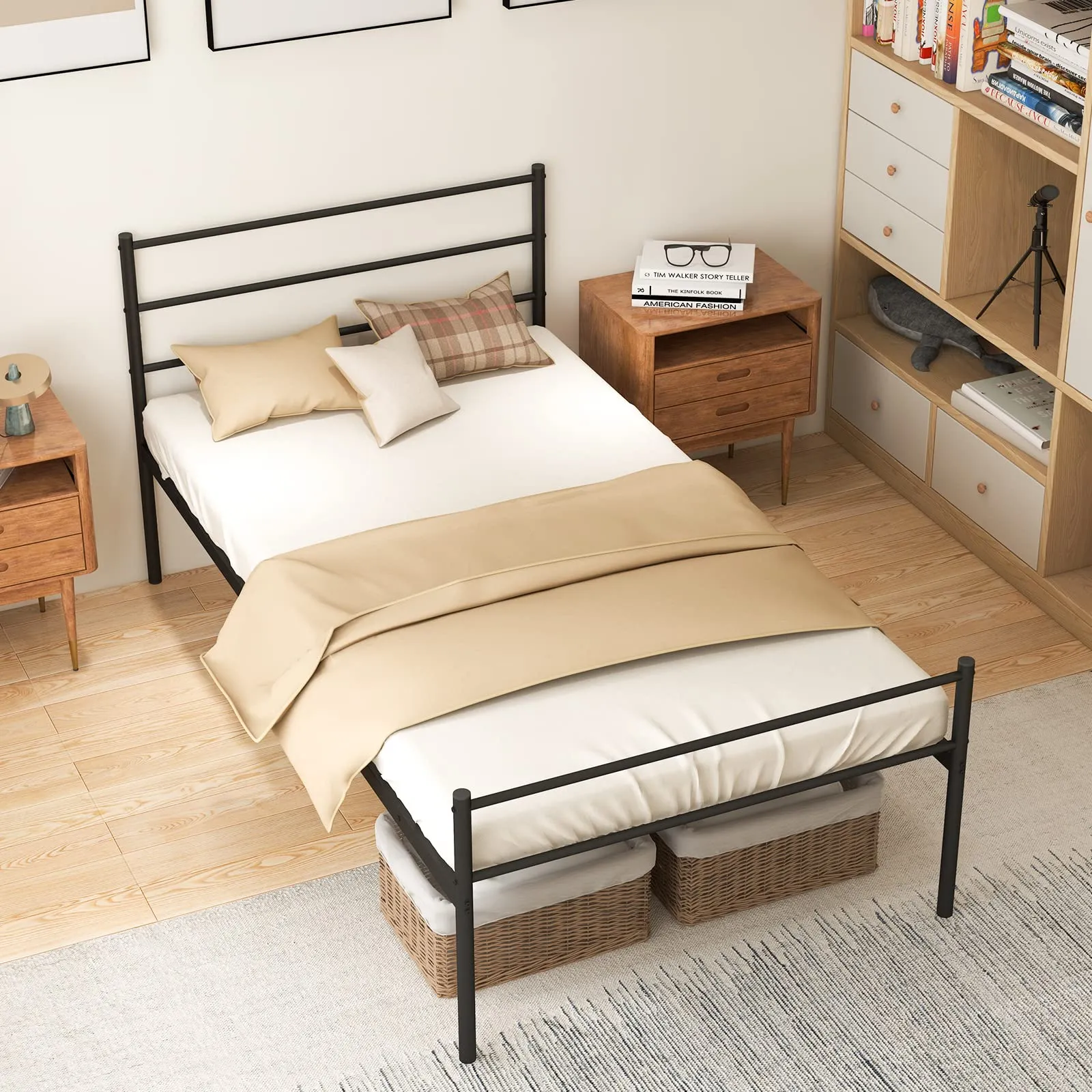 Giantex Twin Size Metal Bed Frame with Headboard & Footboard, 13.5 Inch Platform Bed Frame bed frame, queen bed