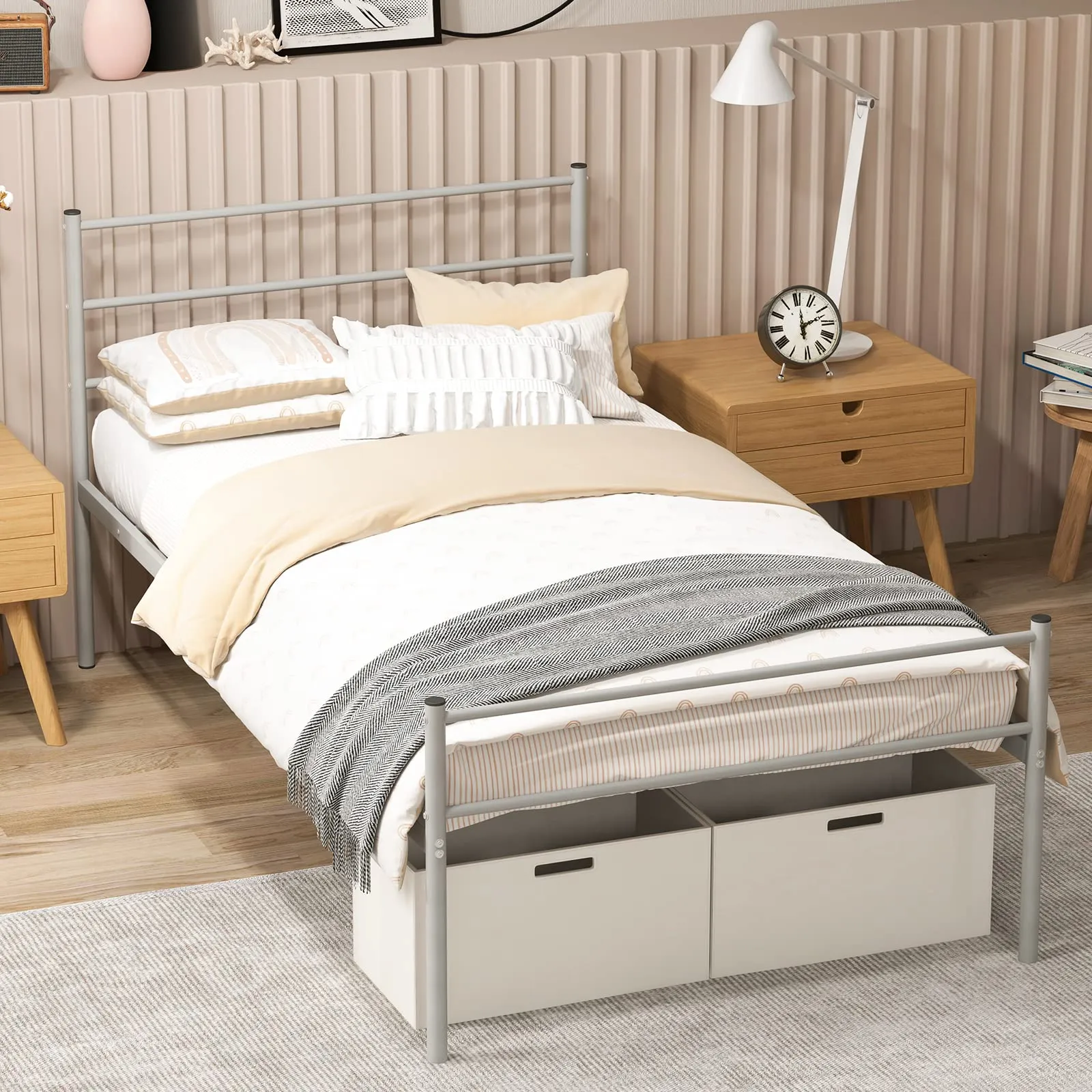 Giantex Twin Size Metal Bed Frame with Headboard & Footboard, 13.5 Inch Platform Bed Frame