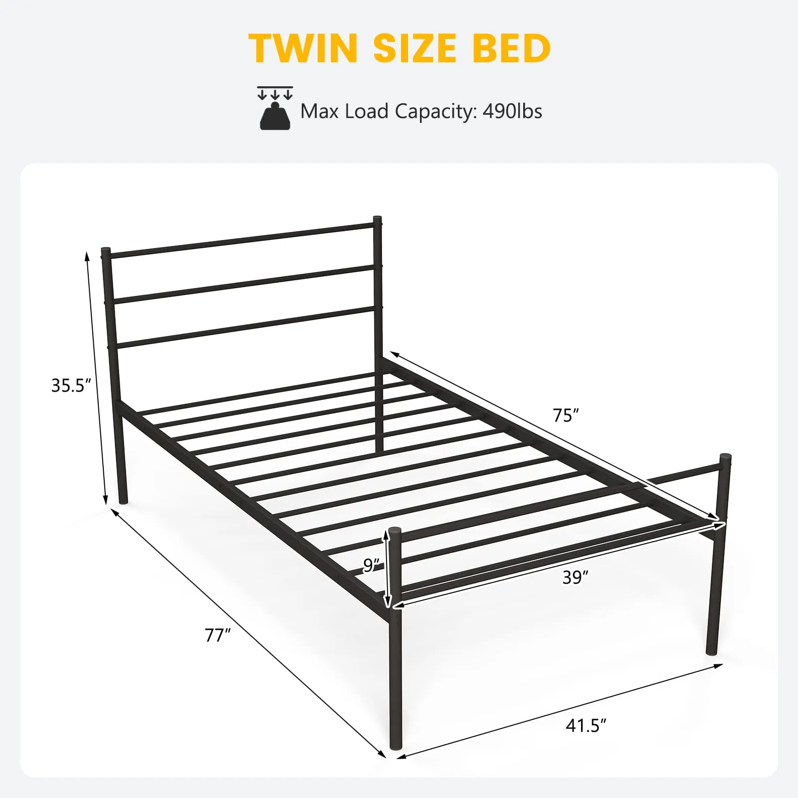 Giantex Twin Size Metal Bed Frame with Headboard & Footboard, 13.5 Inch Platform Bed Frame