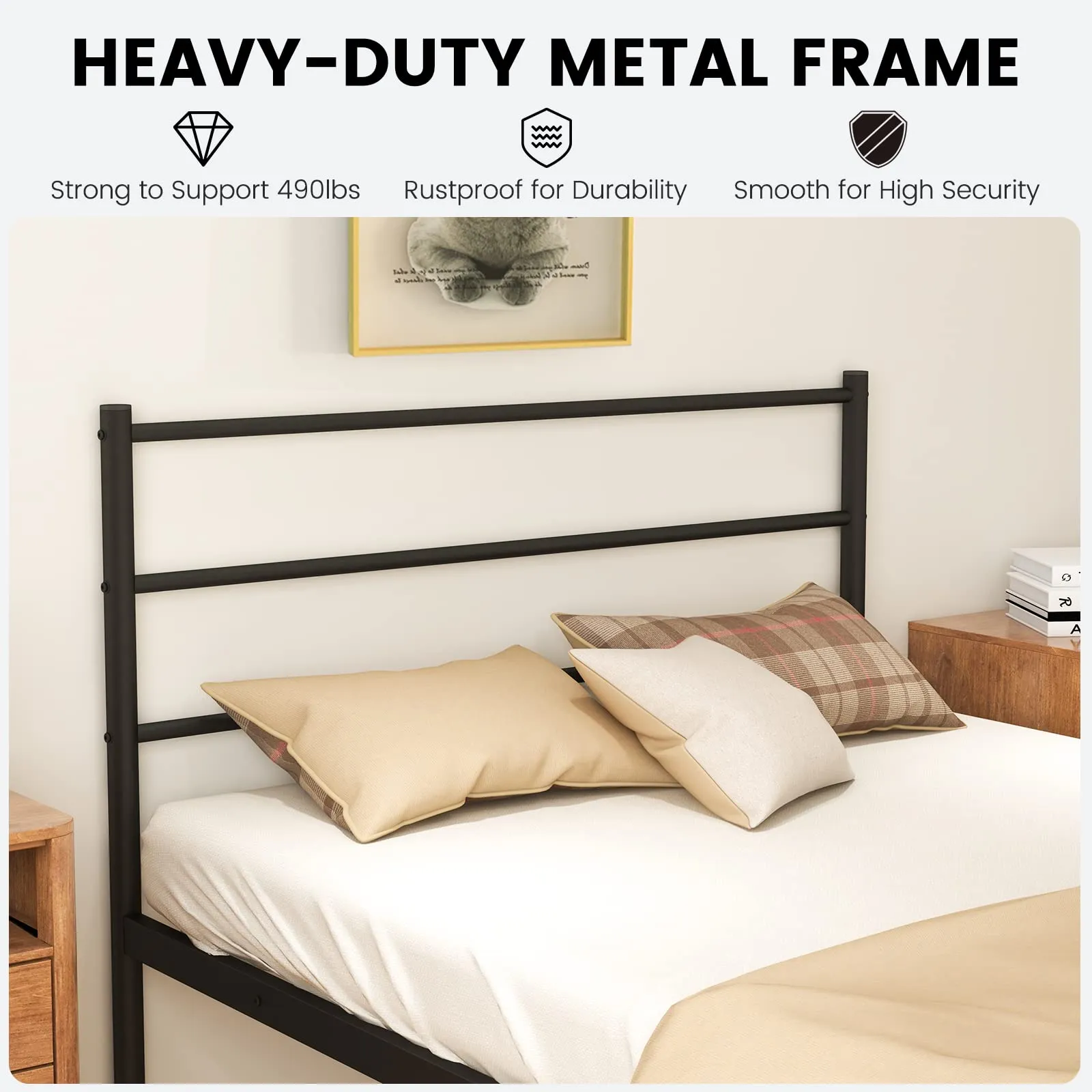 Giantex Twin Size Metal Bed Frame with Headboard & Footboard, 13.5 Inch Platform Bed Frame