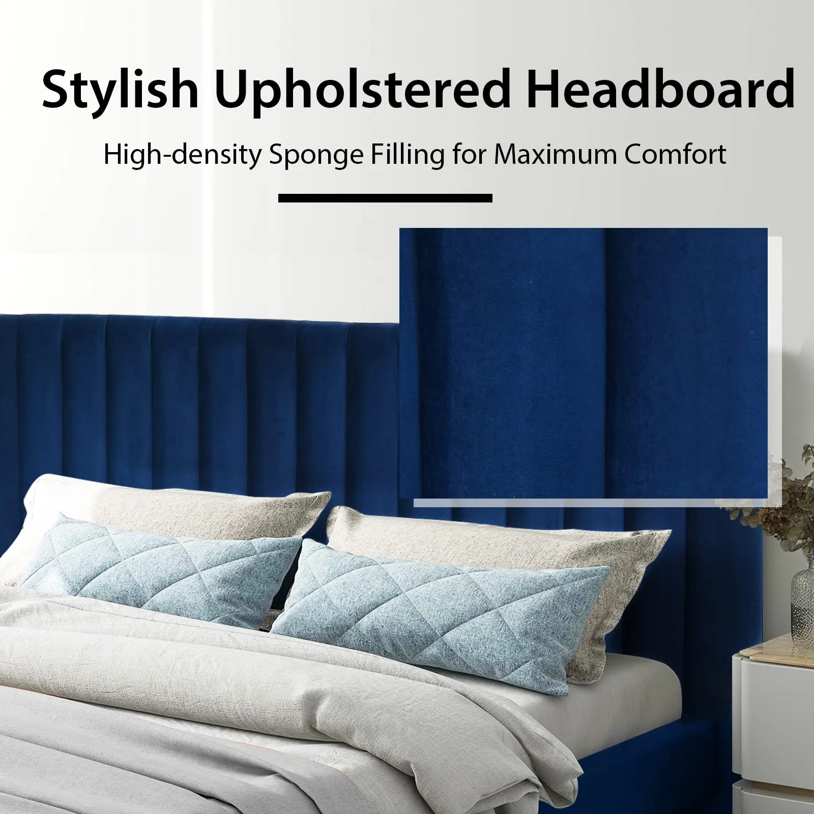Giantex Upholstered Bed Frame, Full/Queen Size Modern Platform Bed