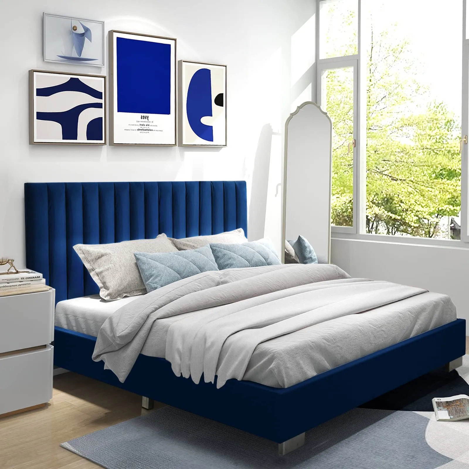 Giantex Upholstered Bed Frame, Full/Queen Size Modern Platform Bed