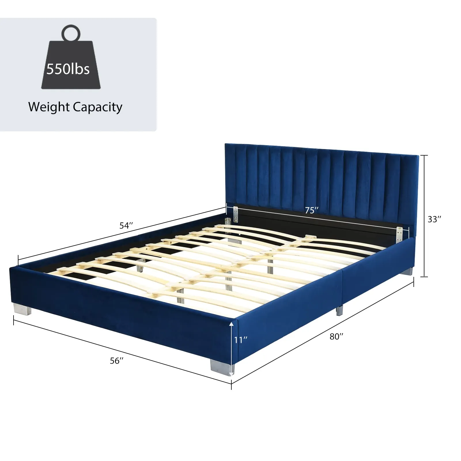 Giantex Upholstered Bed Frame, Full/Queen Size Modern Platform Bed