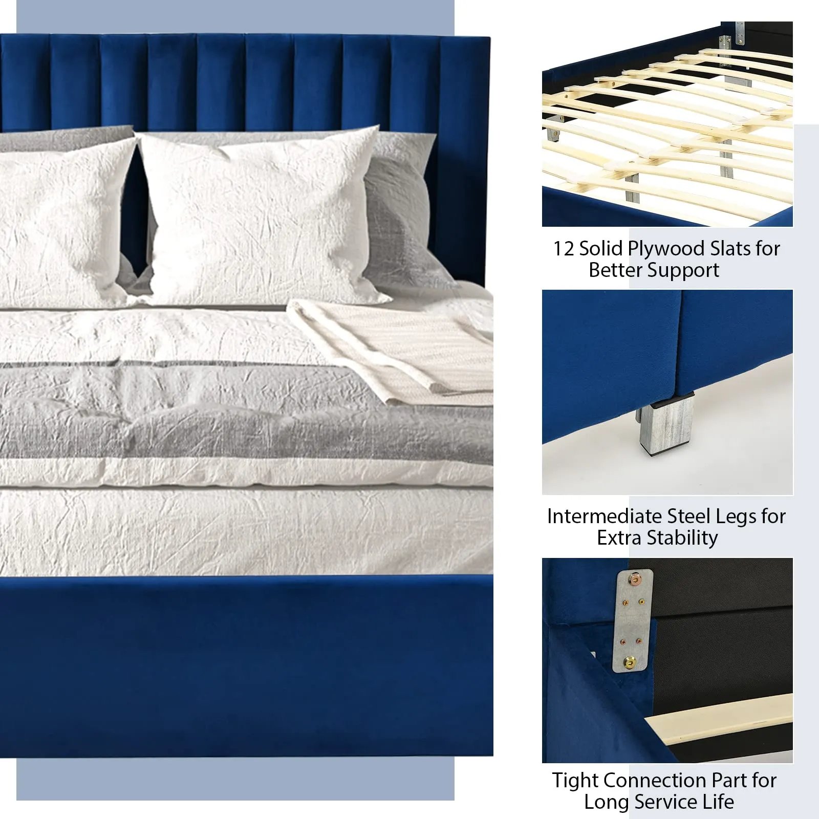 Giantex Upholstered Bed Frame, Full/Queen Size Modern Platform Bed