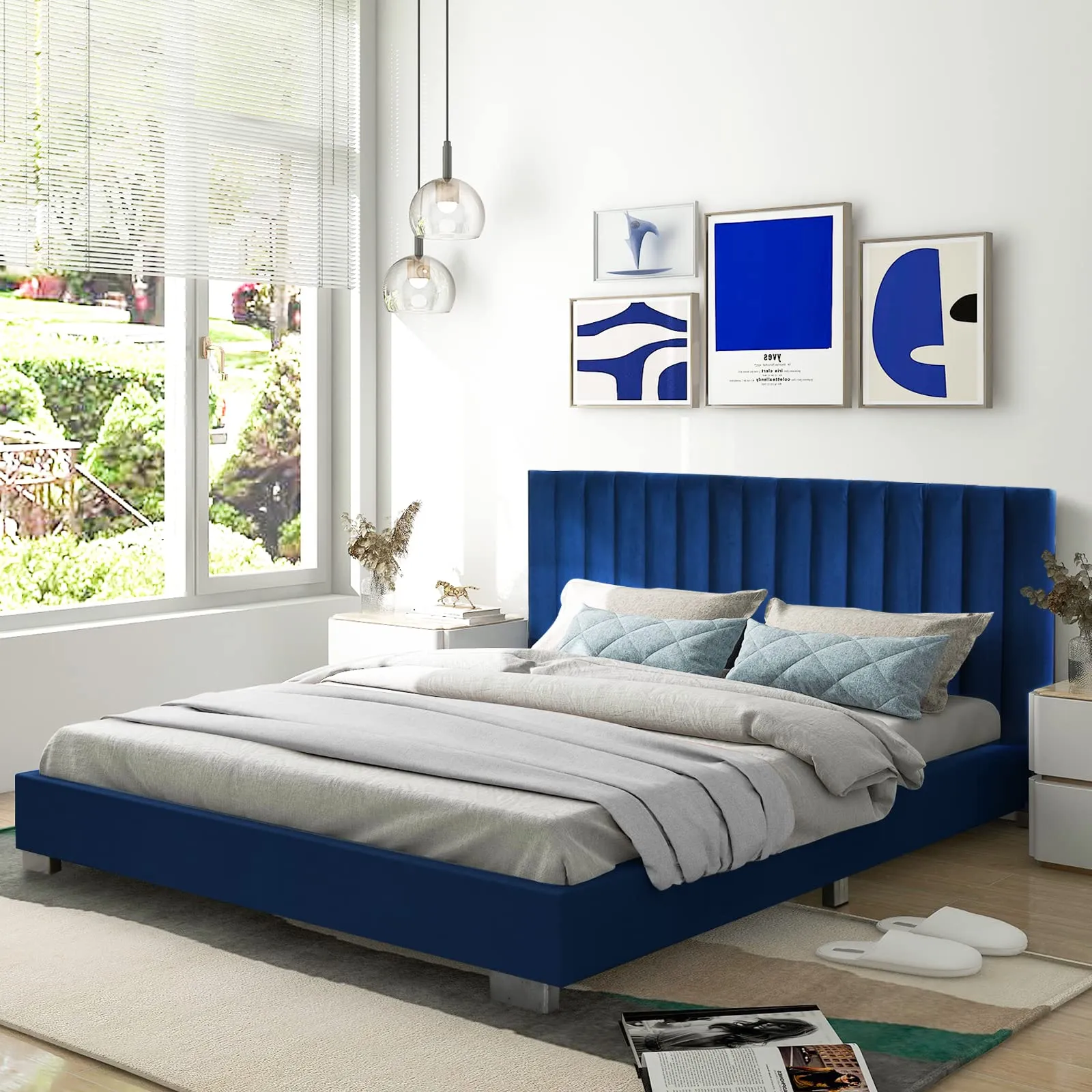 Giantex Upholstered Bed Frame, Full/Queen Size Modern Platform Bed