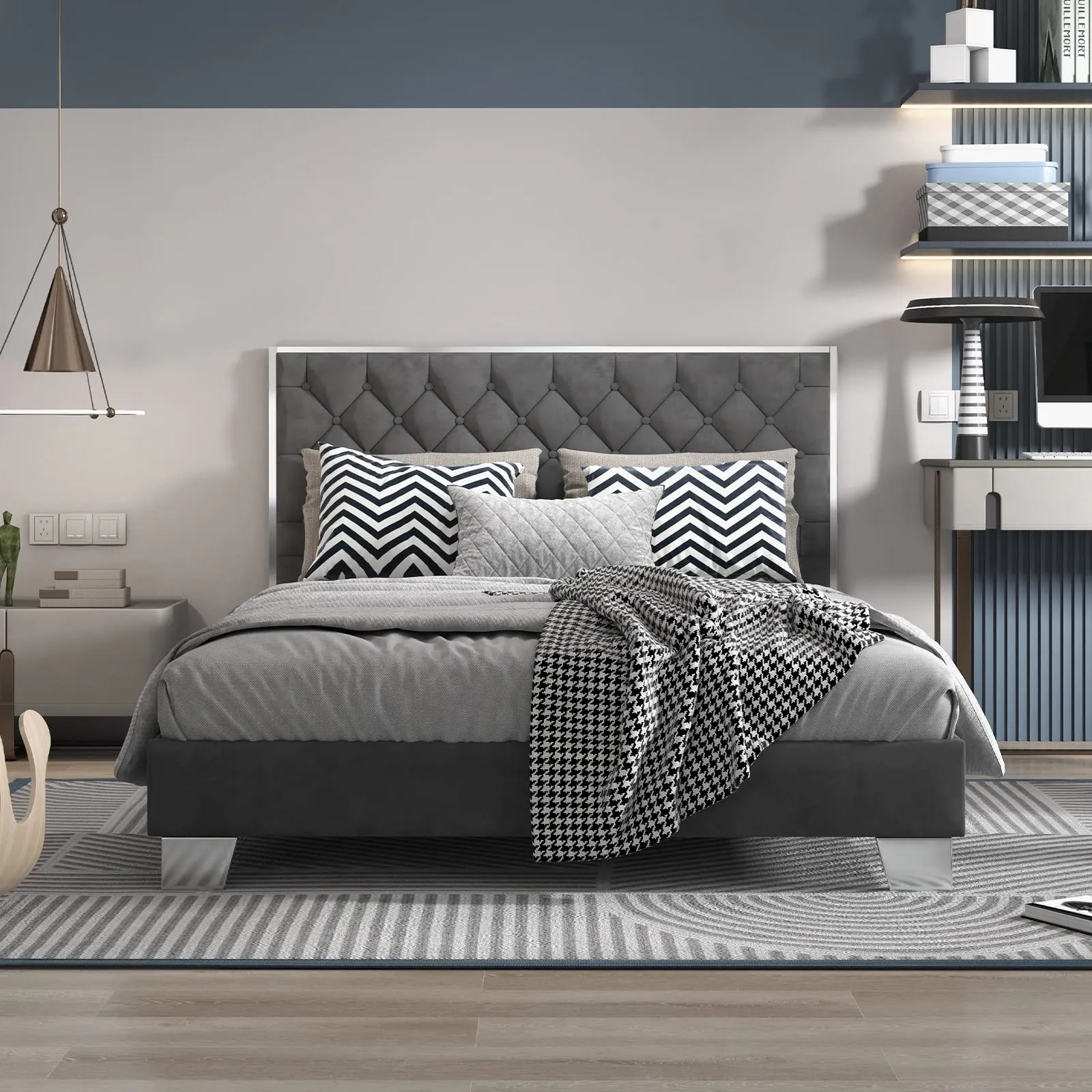 Giantex Upholstered Bed Frame, Modern Platform Bed