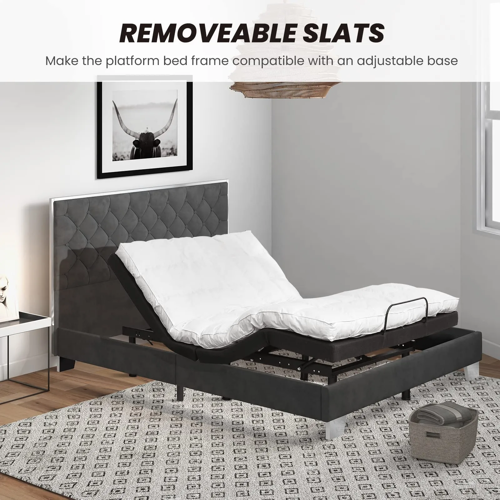 Giantex Upholstered Bed Frame, Modern Platform Bed