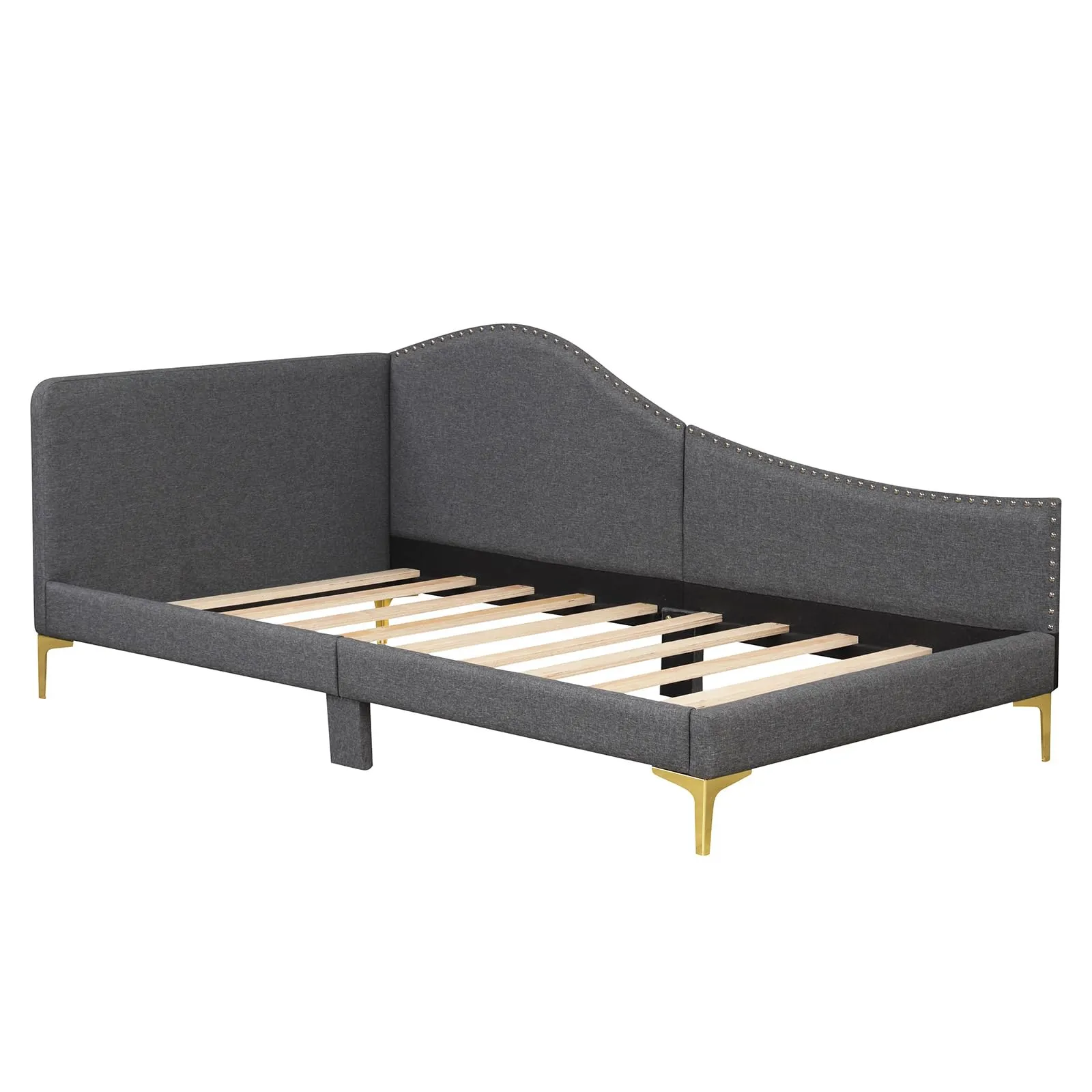 Giantex Upholstered Daybed, Rivet-Tufted Platform Bed with Headboard bed frame, queen bed