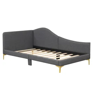 Giantex Upholstered Daybed, Rivet-Tufted Platform Bed with Headboard bed frame, queen bed