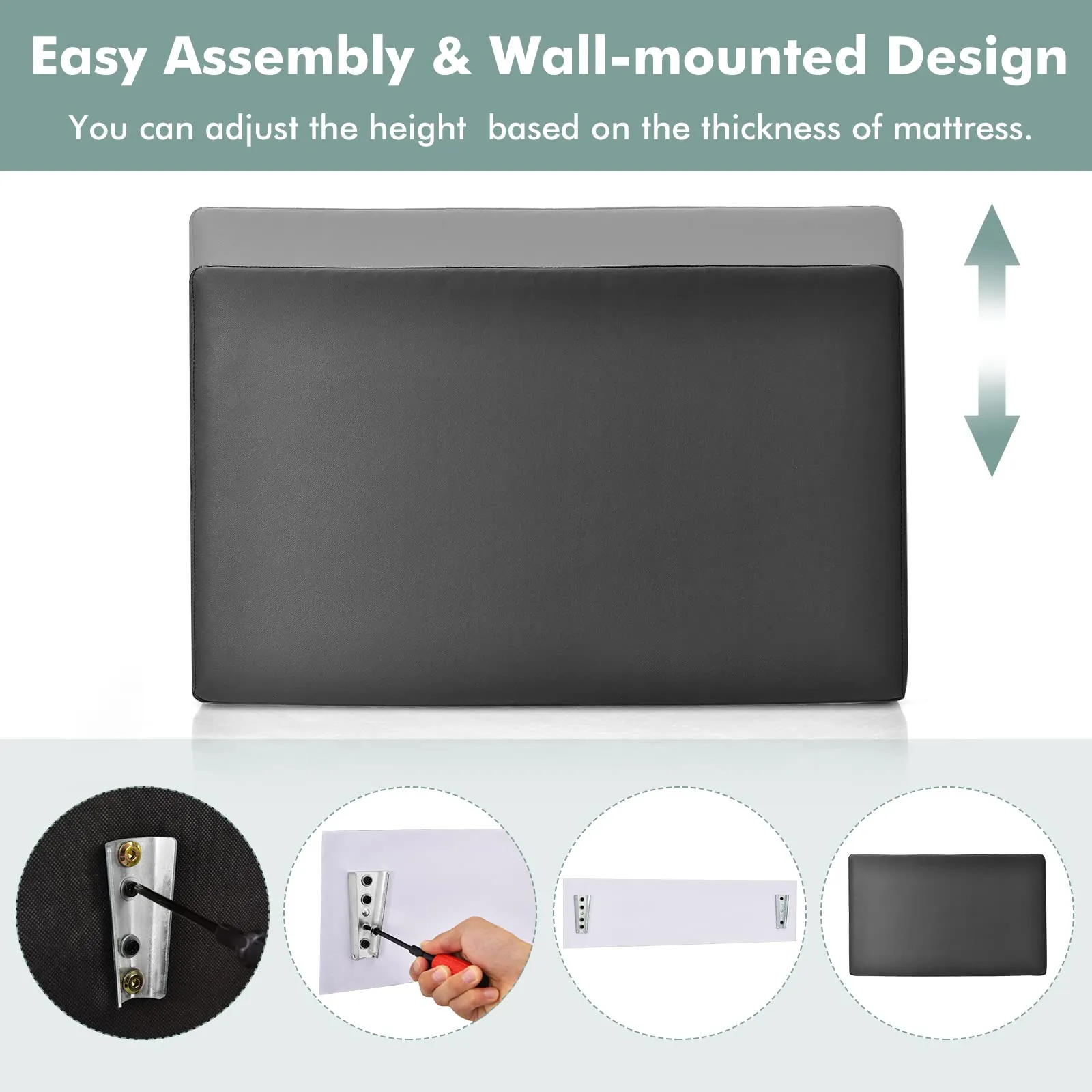 Giantex Upholstered Headboard, Wall-Mounted Sponge Padded Headboard with PU Leather Surface, 35"(L) x 21"(W)