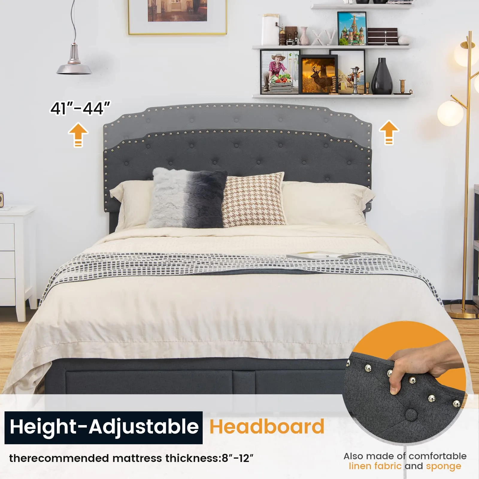 Giantex Upholstered Platform Bed Frame