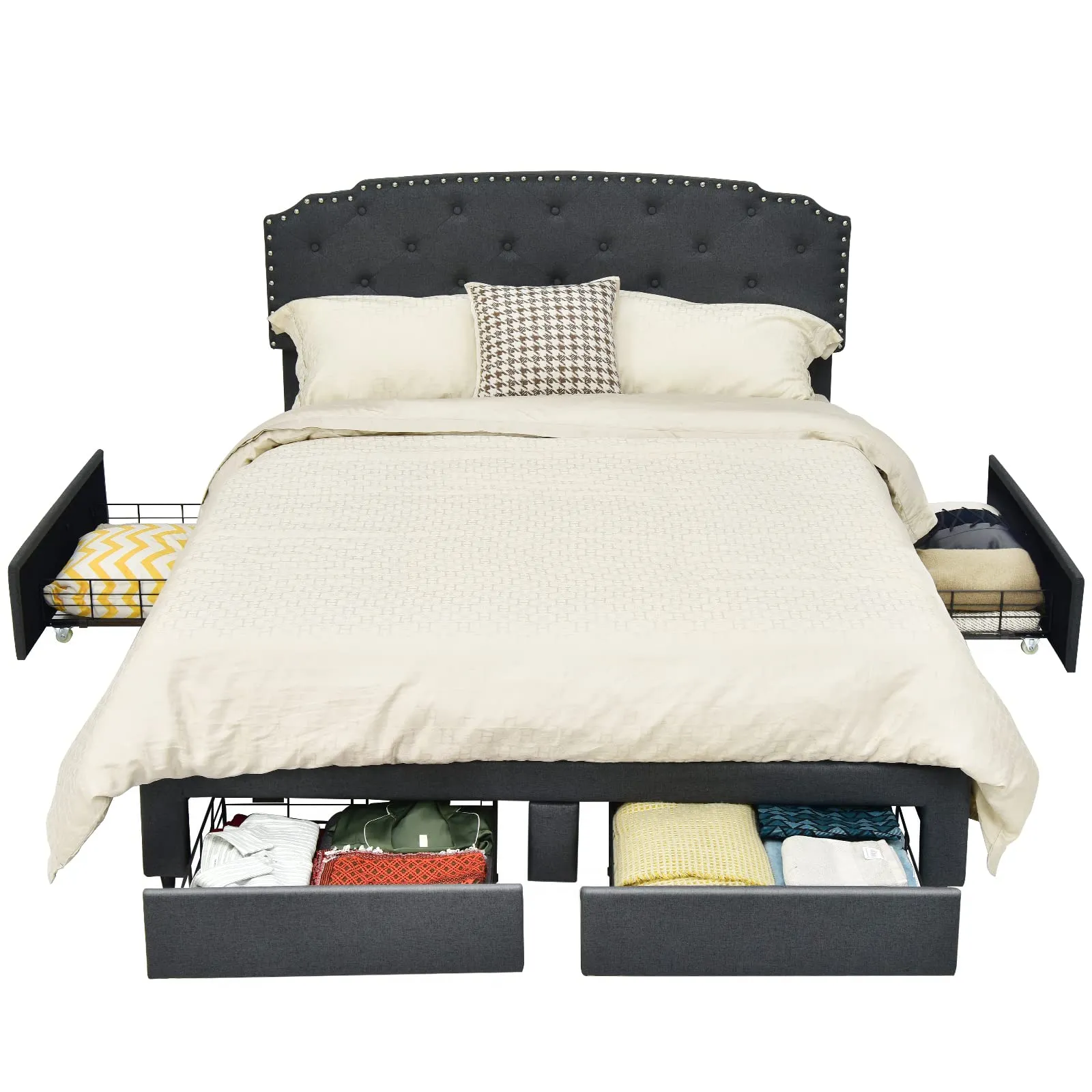 Giantex Upholstered Platform Bed Frame