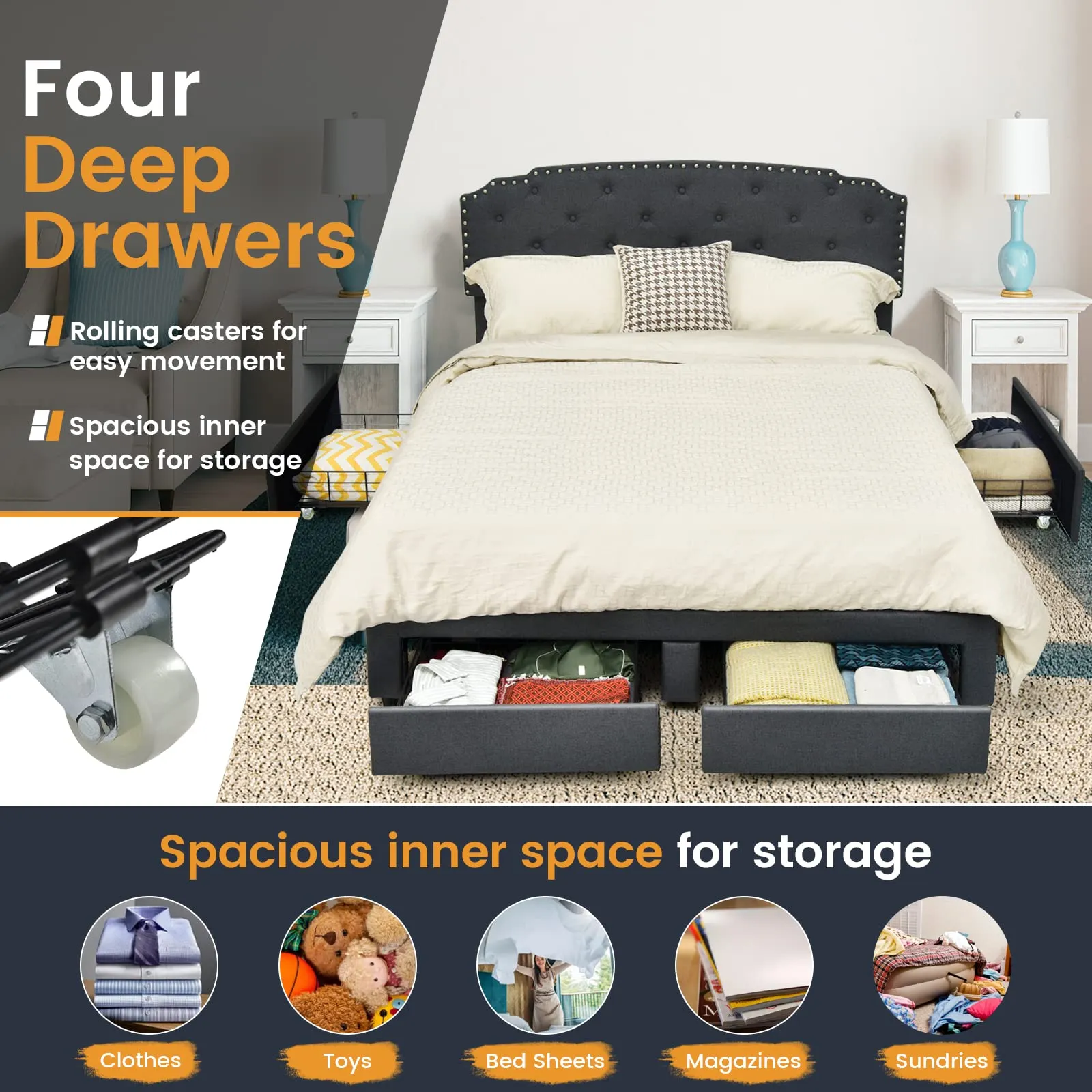 Giantex Upholstered Platform Bed Frame