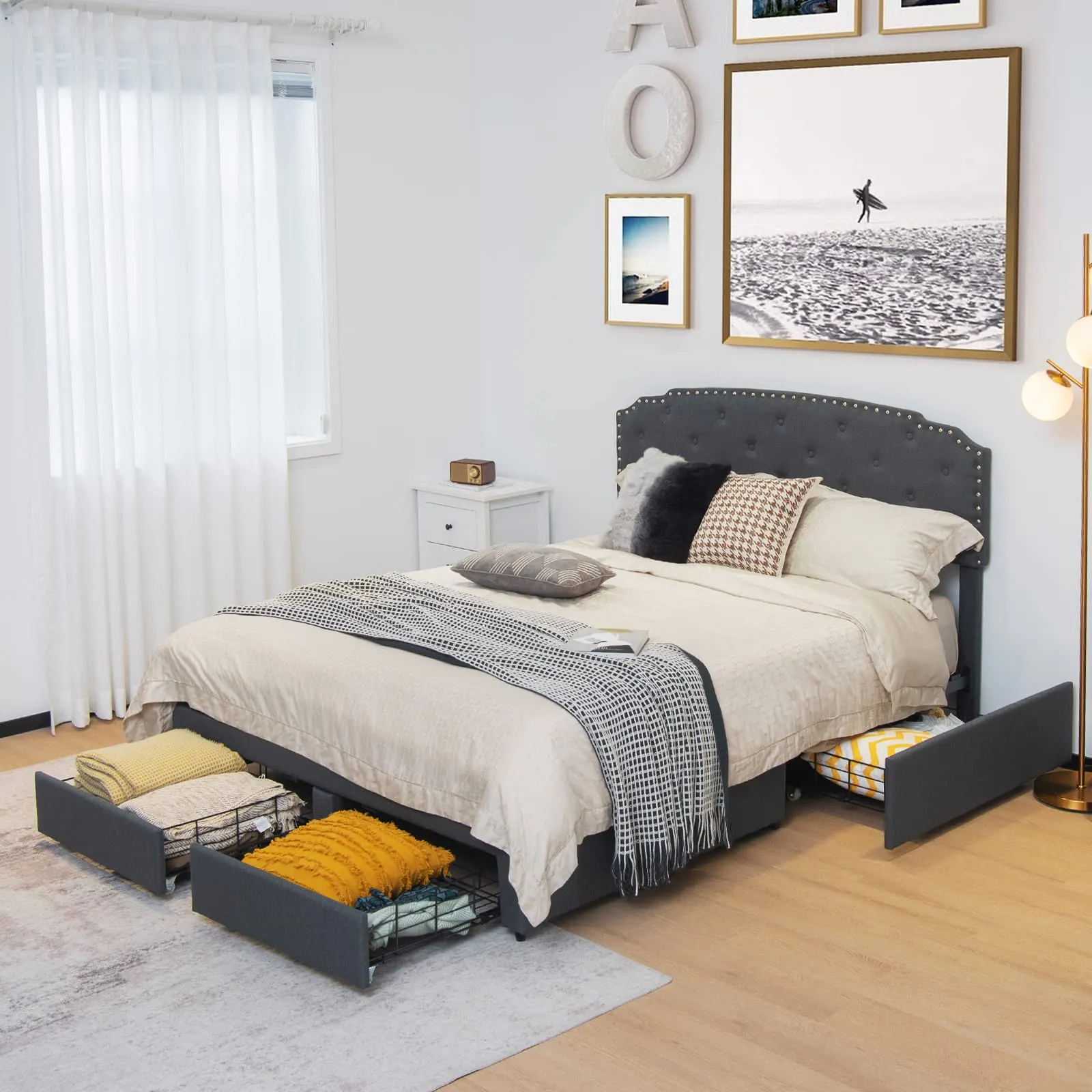 Giantex Upholstered Platform Bed Frame