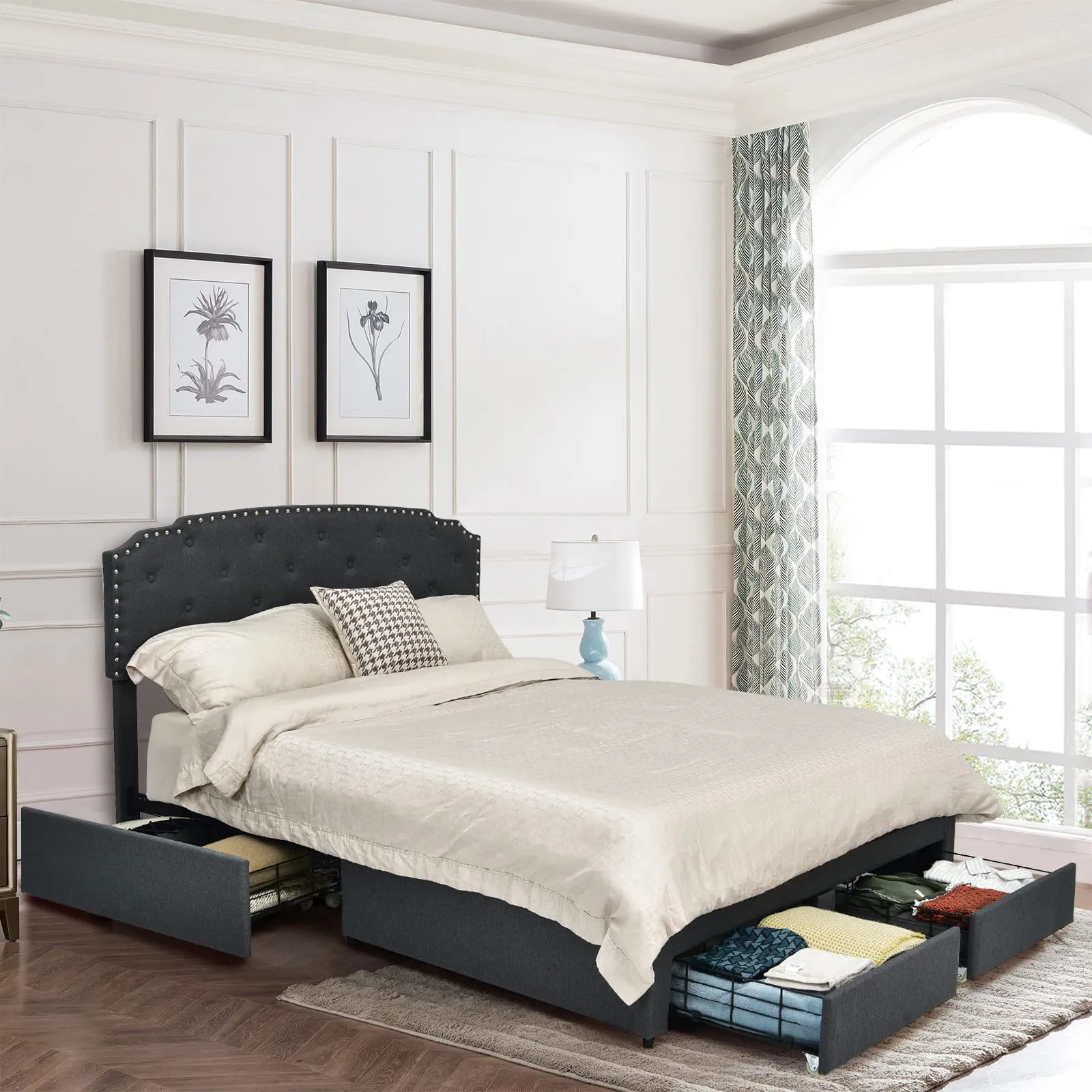 Giantex Upholstered Platform Bed Frame