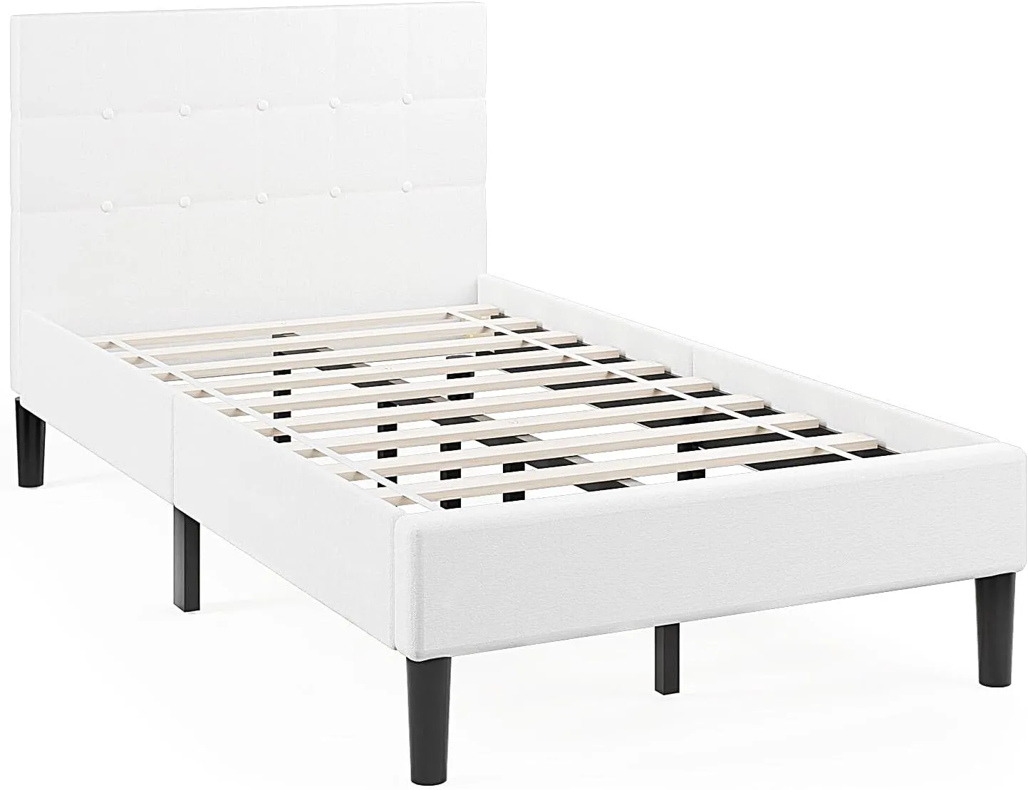 Giantex Upholstered Platform Bed Twin Size, Modern Bed Frame with Button Tufted Headboard (Beige) bed frame, queen bed