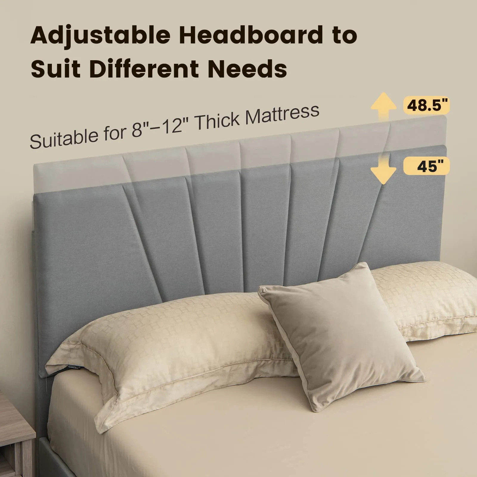 Giantex Upholstered Queen Bed Frame with Drawer, Modern Platform Bed with Storage & Adjustable Headboard