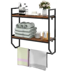 Giantex Wall Mounted Bathroom Shelves with Towel Bar bathroom organizer, toilet brush holder