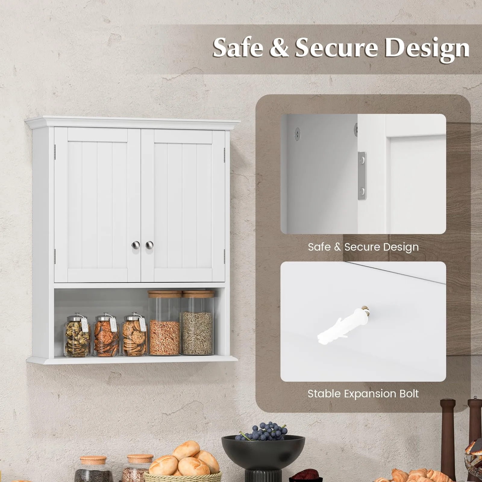 Giantex Wall Mounted Medicine Cabinets - Above Toilet Bathroom Cabinet with Adjustable Shelf