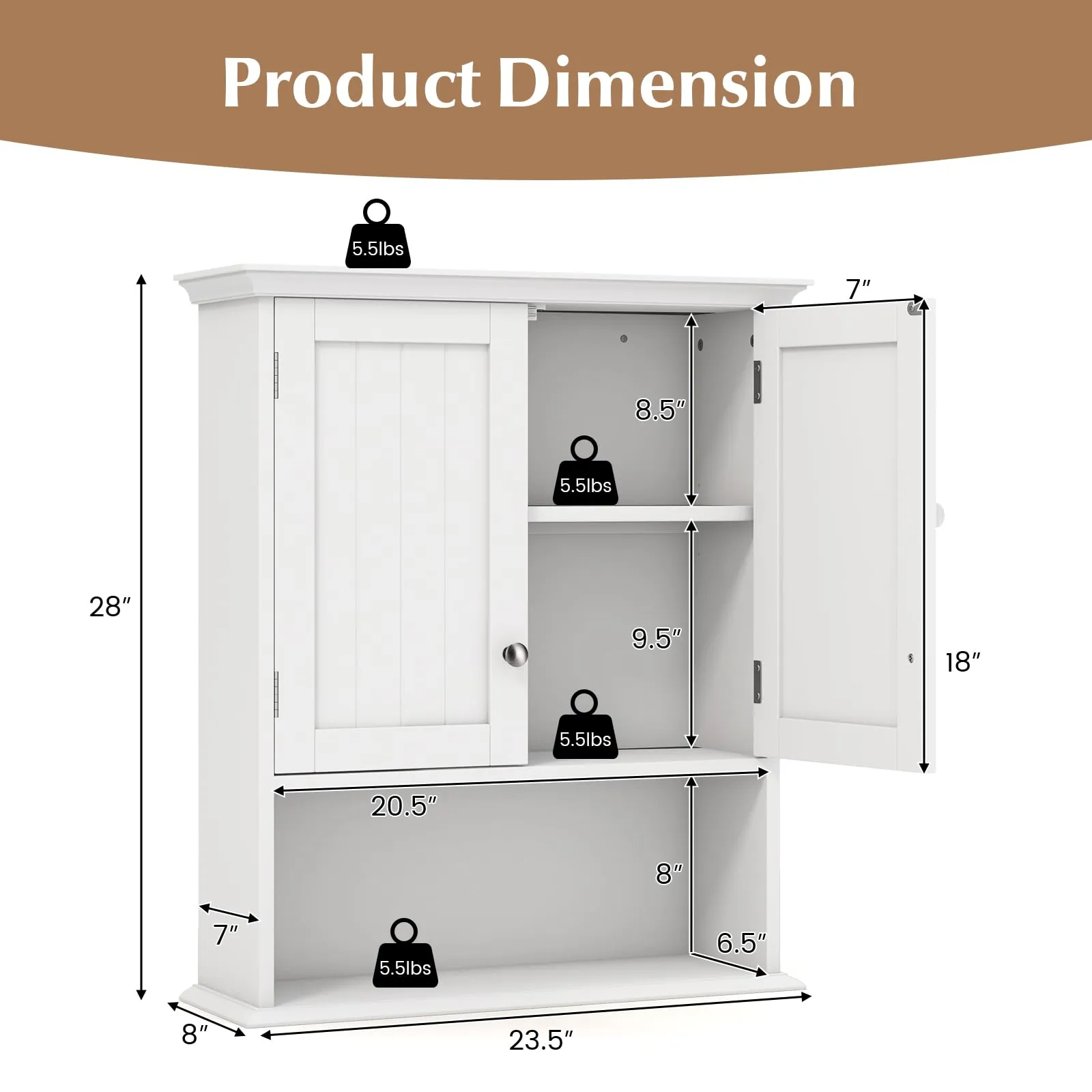 Giantex Wall Mounted Medicine Cabinets - Above Toilet Bathroom Cabinet with Adjustable Shelf