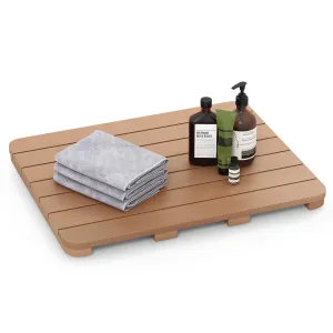 Giantex Waterproof Bath Mat, Shower Mat for Bathroom Inside, Outdoor HIPS Floor Mat with Non Foot Pads bathroom organizer, toilet brush holder