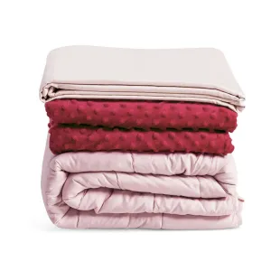 Giantex Weighted Blanket with Duvet Covers, Hot and Cold Duvet Cover Set, 60" x 80" fleece blanket, knit throw