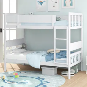 Giantex Wood Bunk Bed Twin Over Twin, Solid Wood Bunk Bed Frame with Ladder & Safety Guardrails bed frame, queen bed