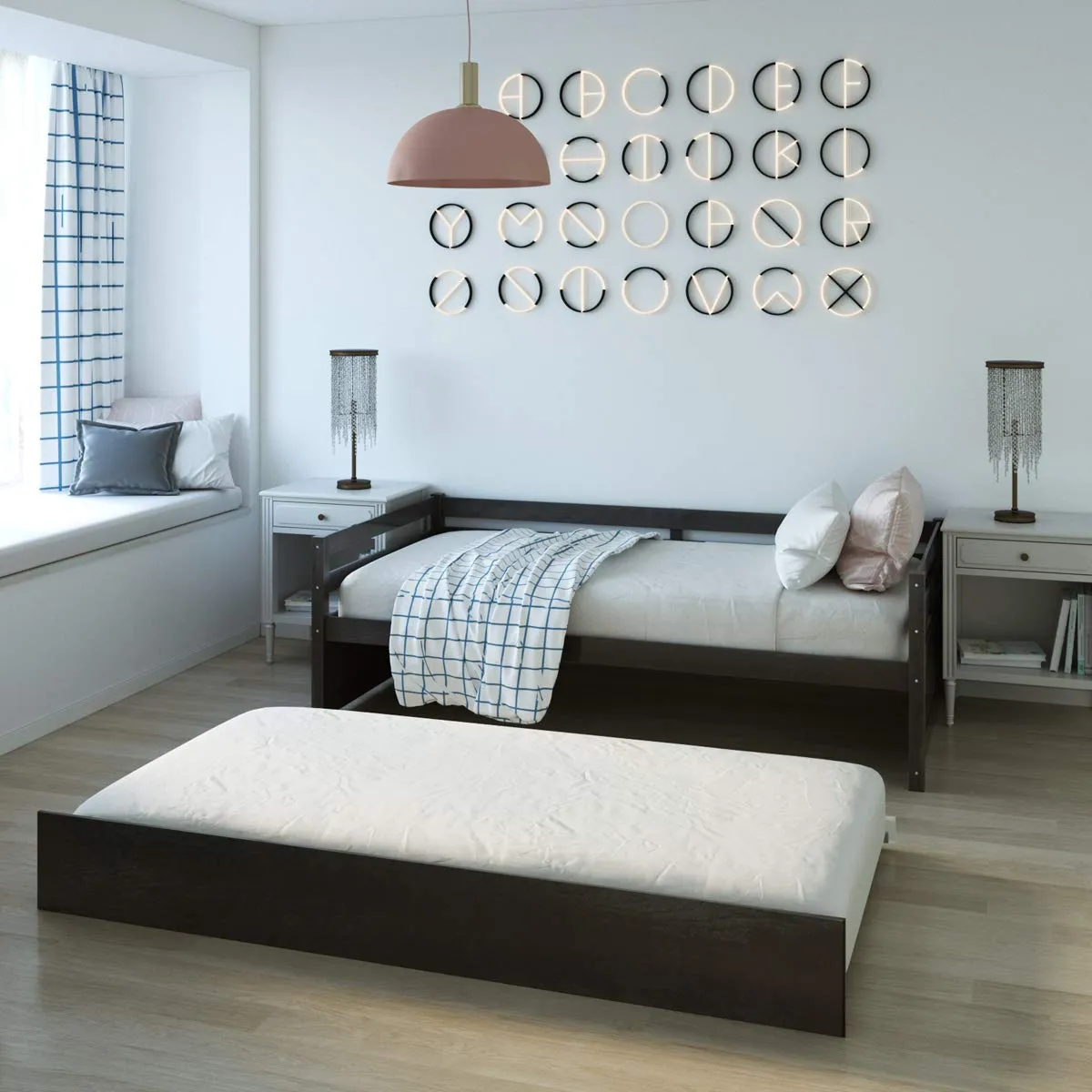 Giantex Wood Daybed with a Trundle, Twin Trundle Daybed with Durable Slat Support bed frame, queen bed