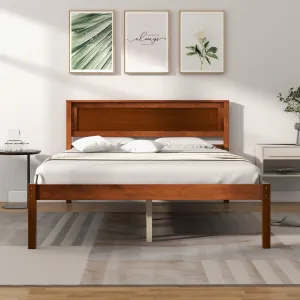 Giantex Wood Full Platform Bed with Headboard bed frame, queen bed