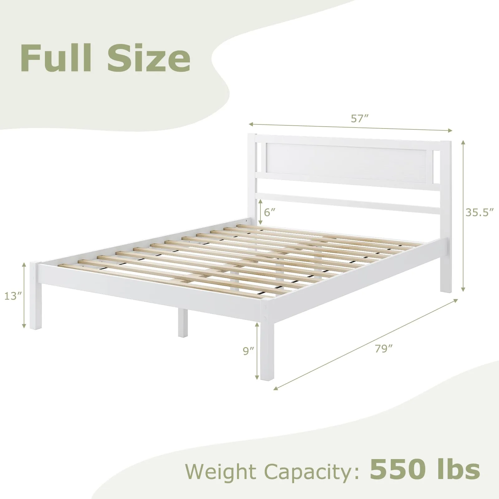 Giantex Wood Full Size Bed Frame with Headboard