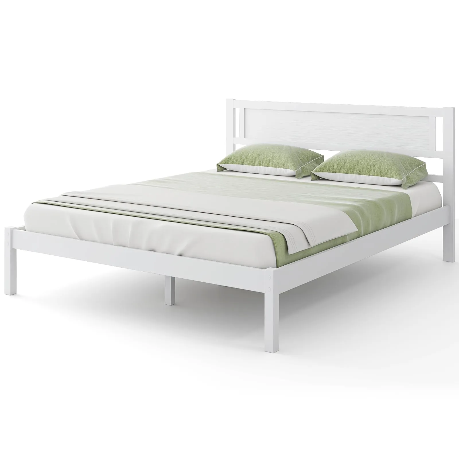 Giantex Wood Full Size Bed Frame with Headboard