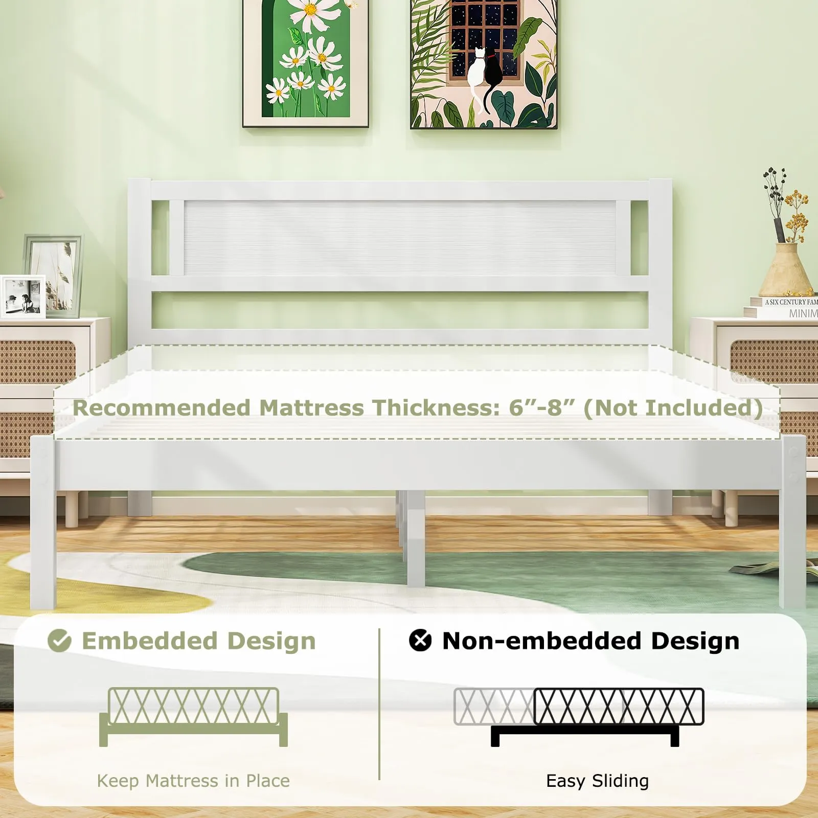 Giantex Wood Full Size Bed Frame with Headboard